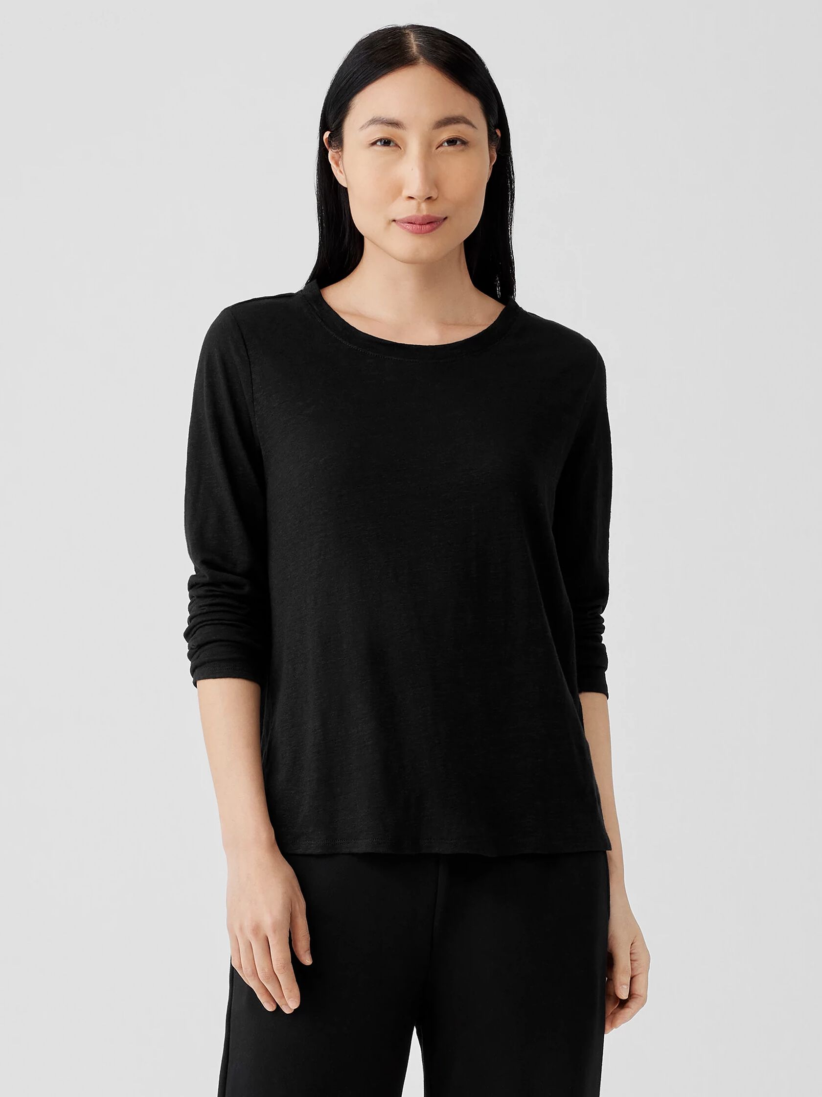 Organic Linen Jersey Crew Neck Top