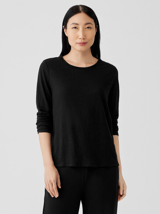 Organic Linen Jersey Crew Neck Top