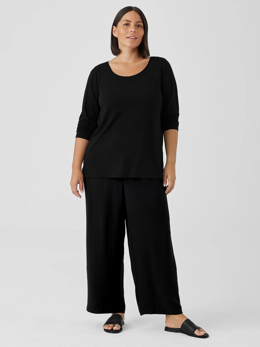 Stretch Silk Jersey Scoop Neck Top