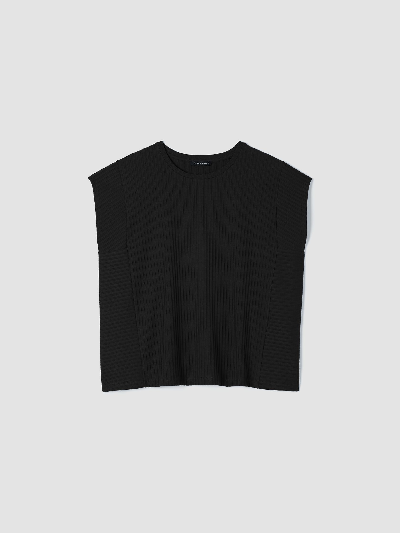 Textured Stretch Rib Round Neck Top