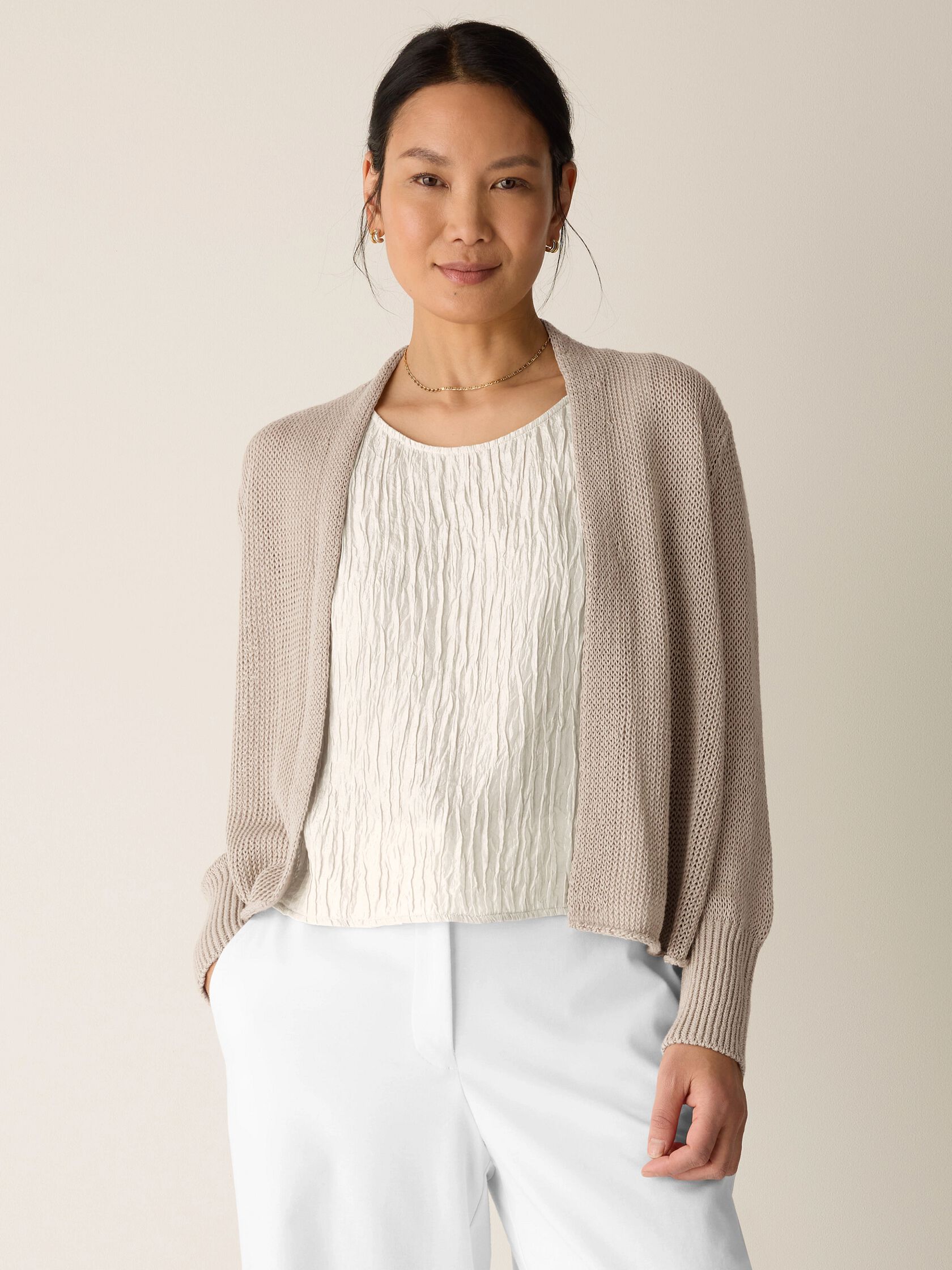 Organic Linen Cotton Cropped Cardigan