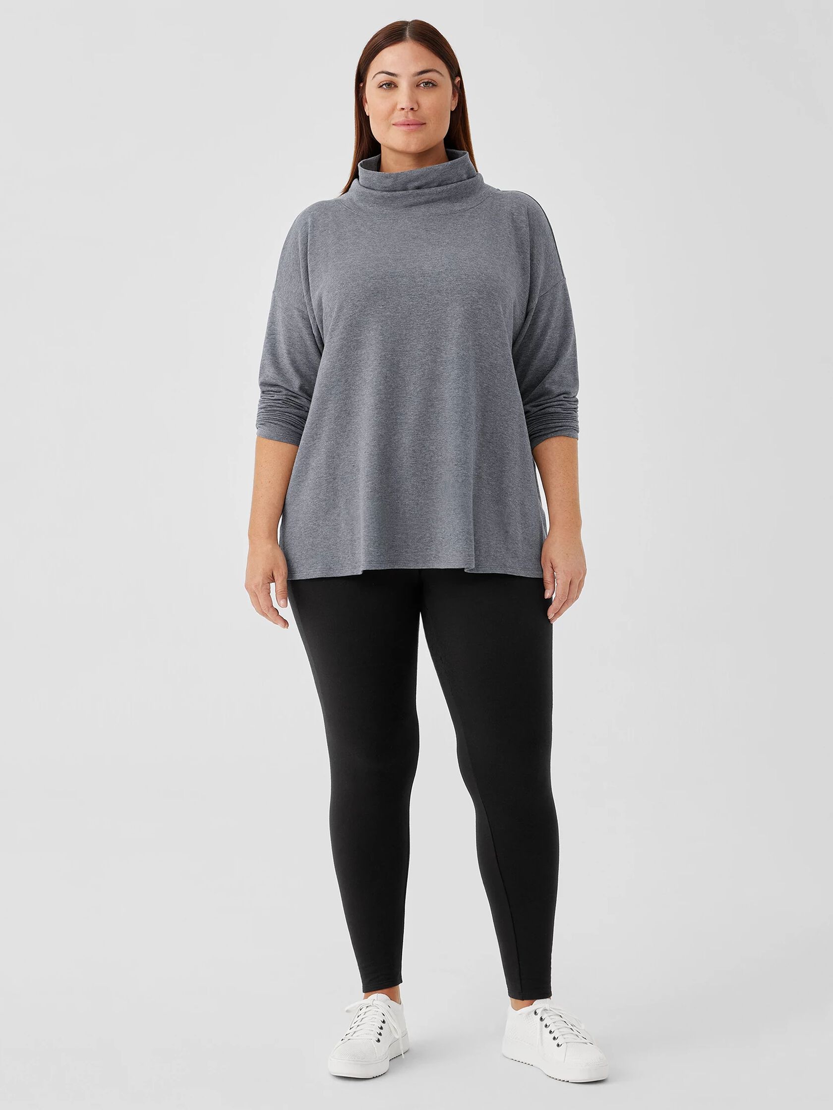 Cozy Brushed Terry Hug Funnel Neck Long Top