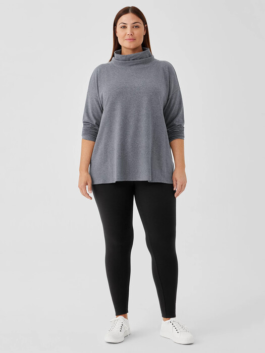 Cozy Brushed Terry Hug Funnel Neck Long Top
