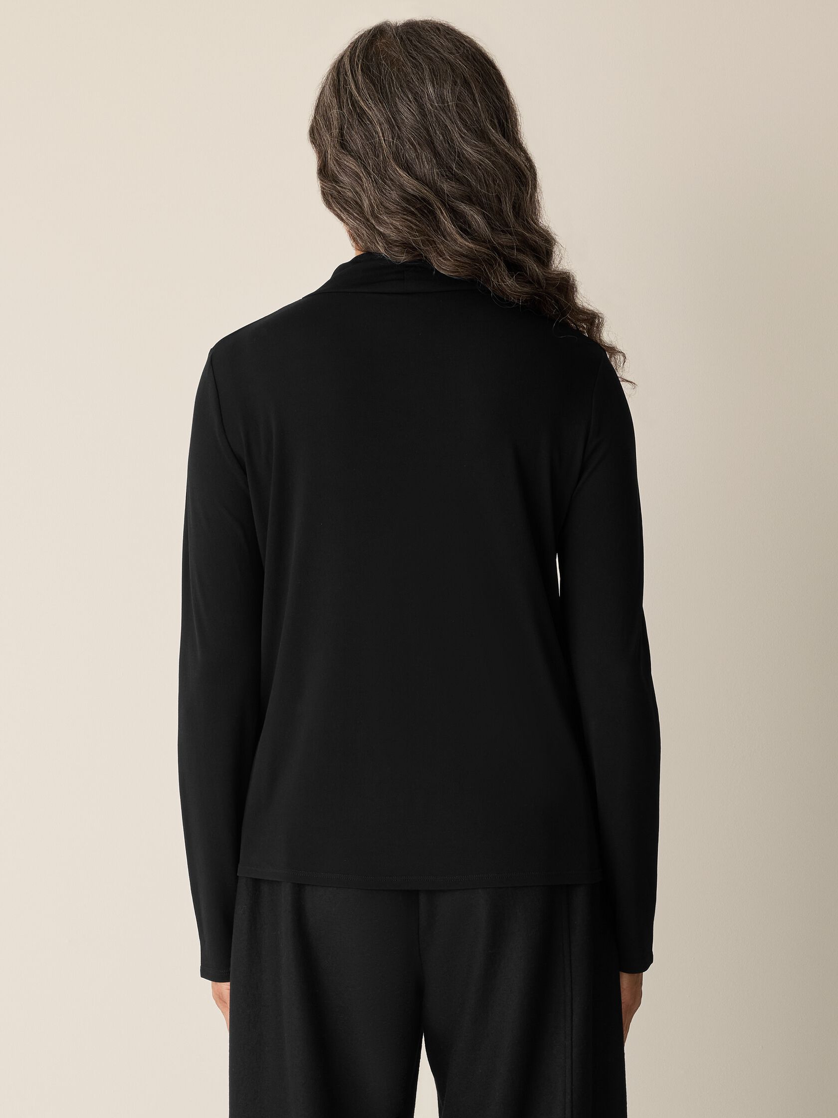 Stretch Silk Jersey Turtleneck Top