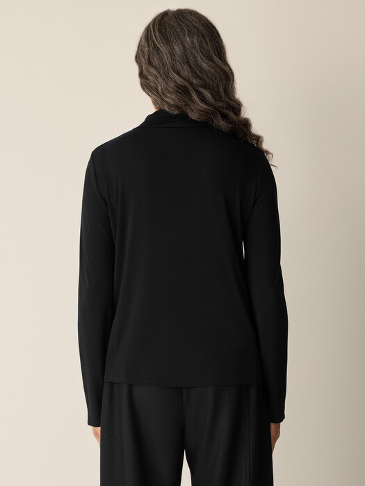 Stretch Silk Jersey Turtleneck Top