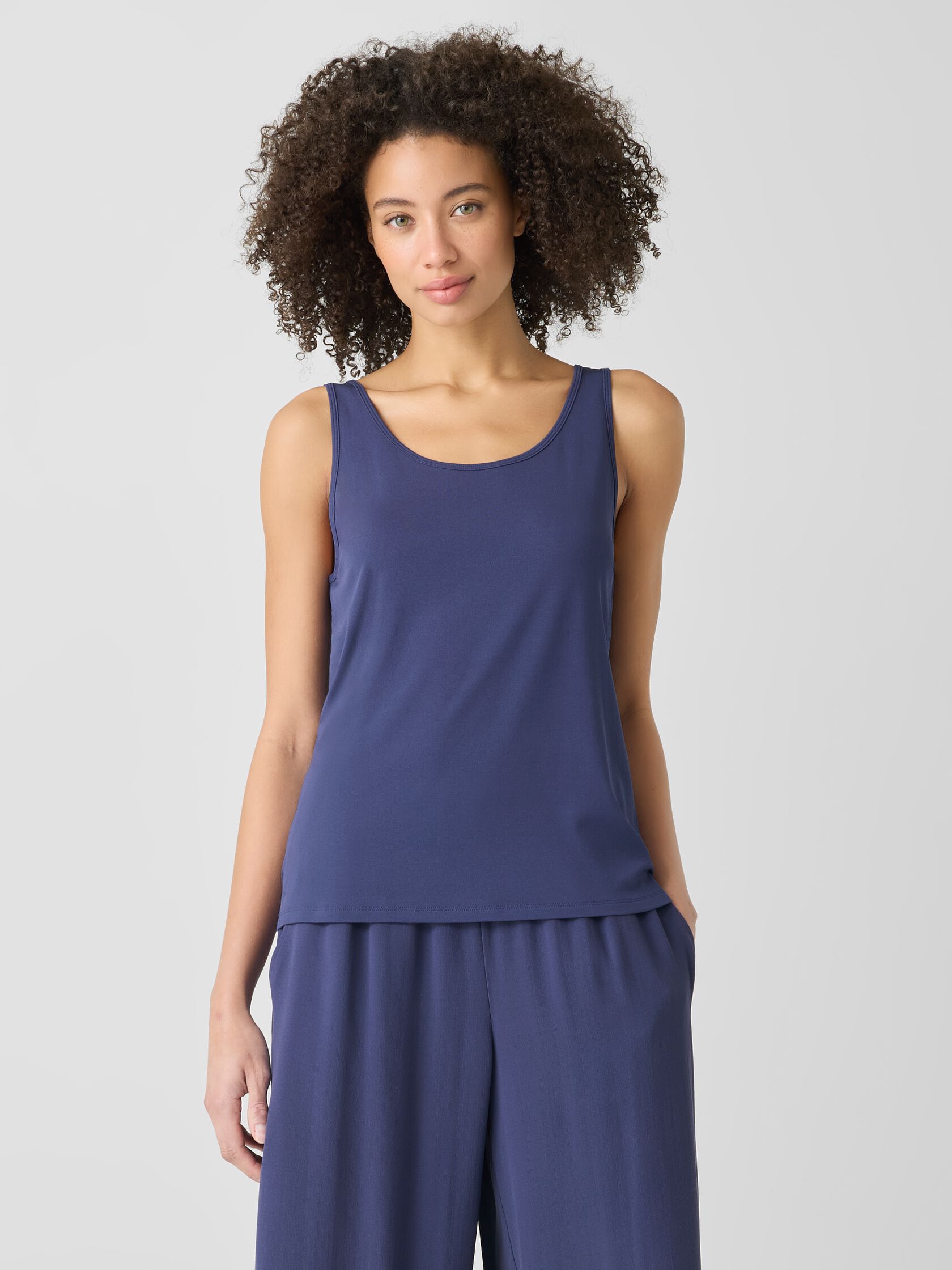 Stretch Silk Jersey Scoop Neck Tank