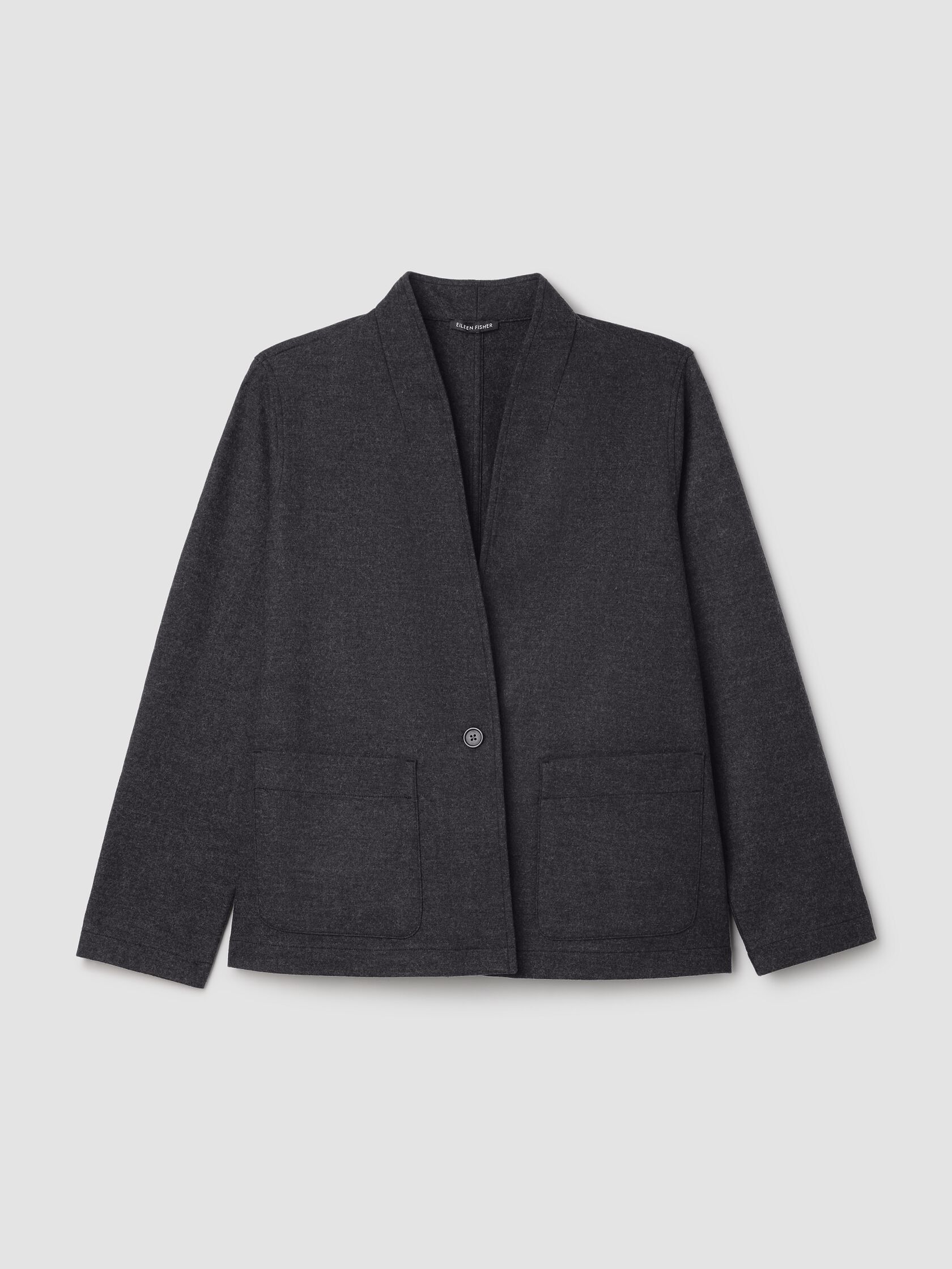 Mélange Boiled Wool Jersey High Collar Jacket in Regenerative Wool