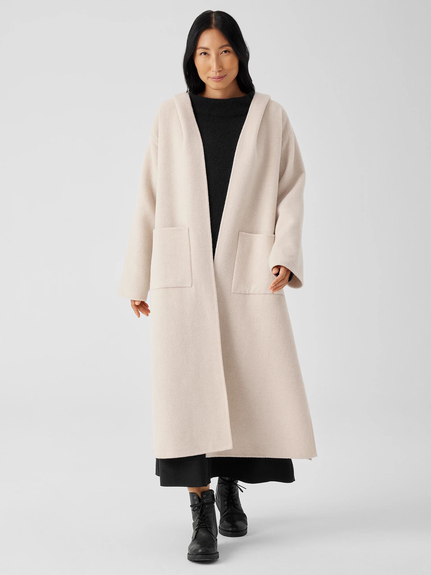 Doubleface Wool Cloud Hooded Coat