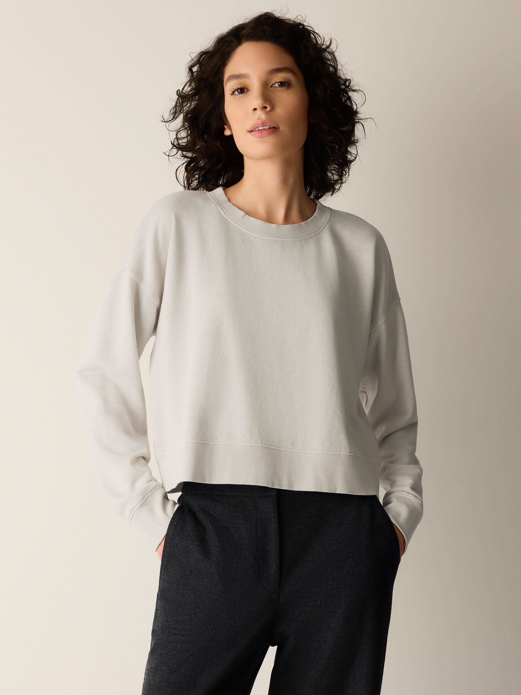 Garment-Dyed Organic Cotton Terry Cropped Box-Top