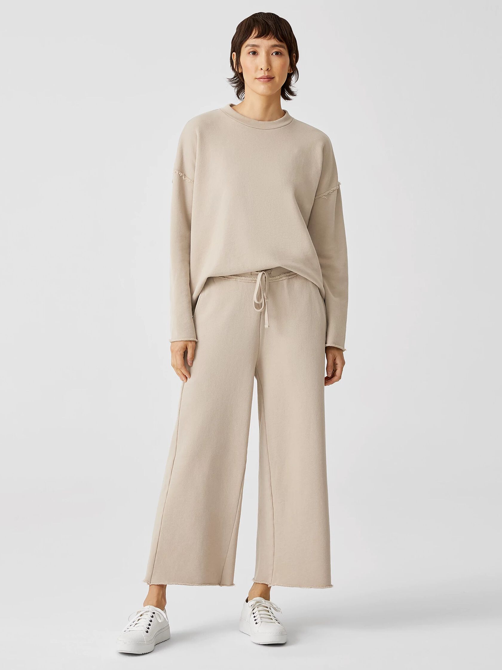 Organic Cotton French Terry Wide-Leg Pant