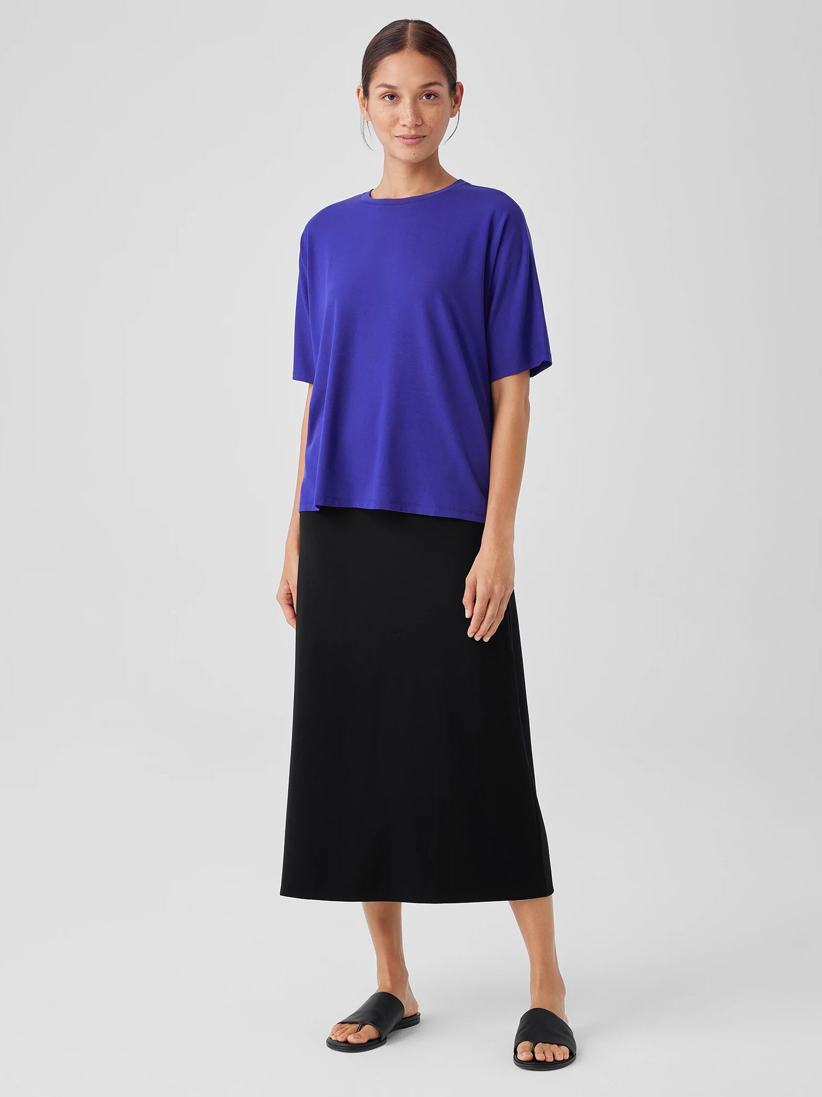 Stretch Jersey Knit A-Line Skirt