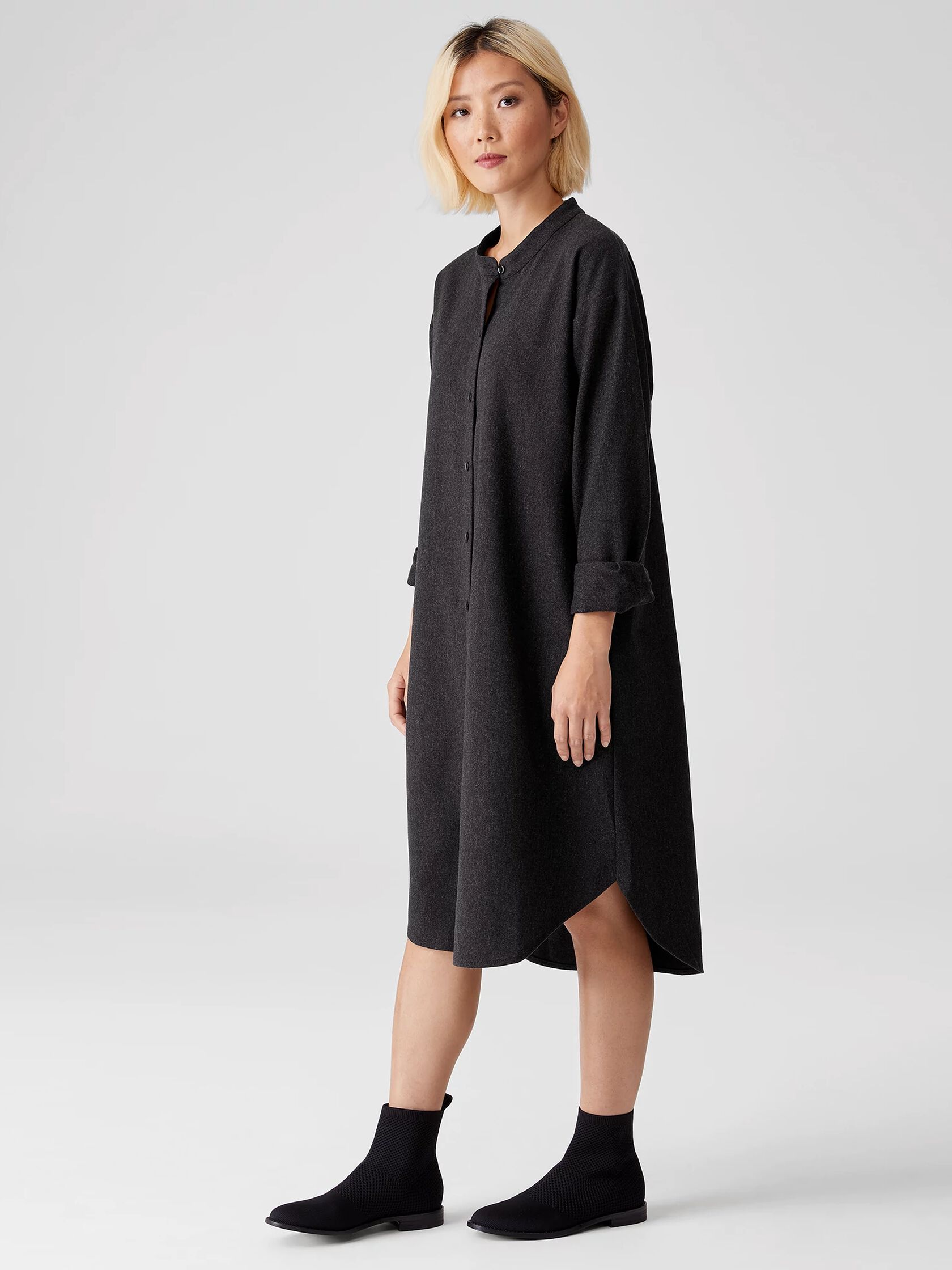 Soft Wool Flannel Shirtdress