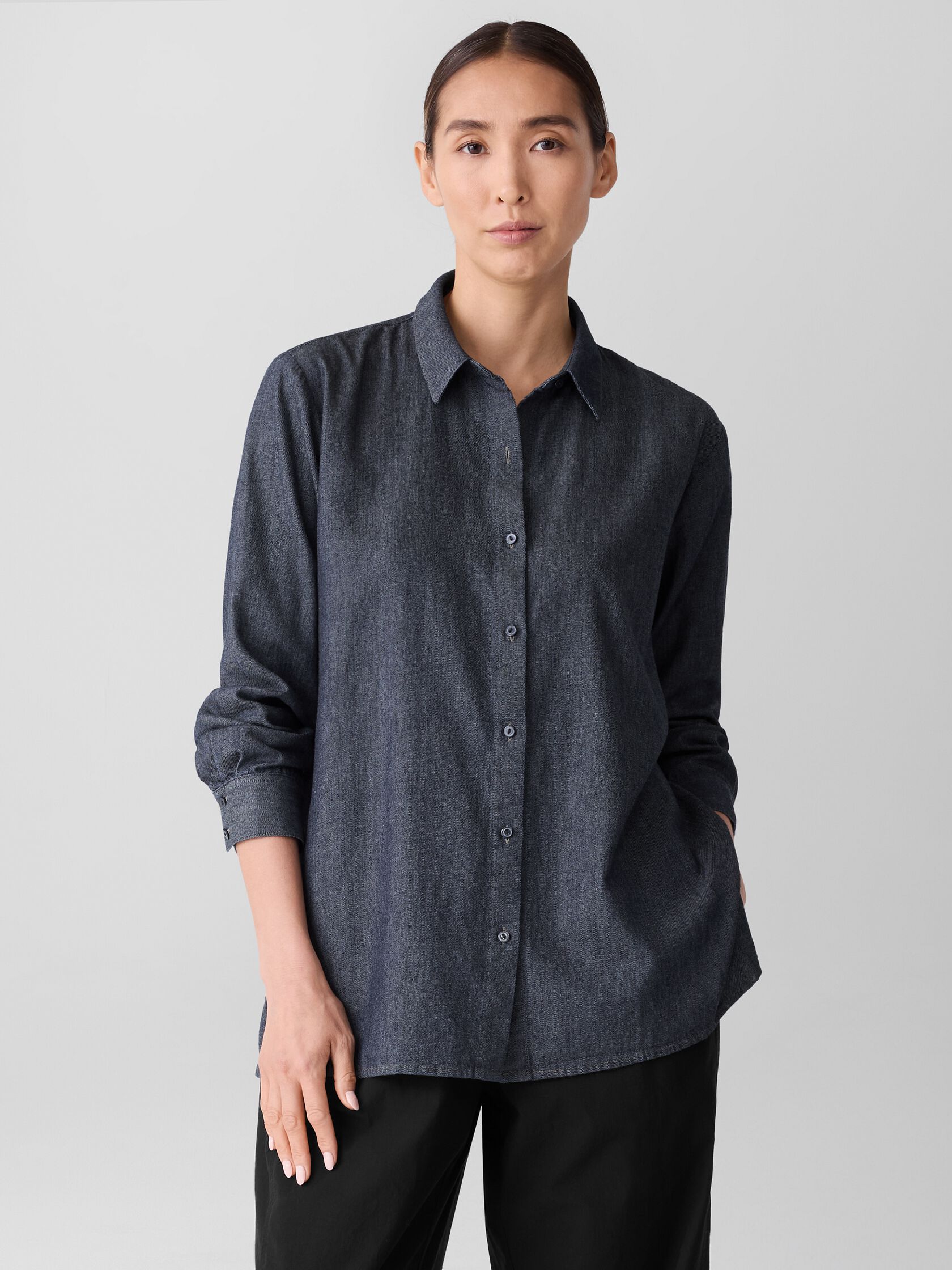 Airy Organic Cotton Twill Classic Collar Shirt