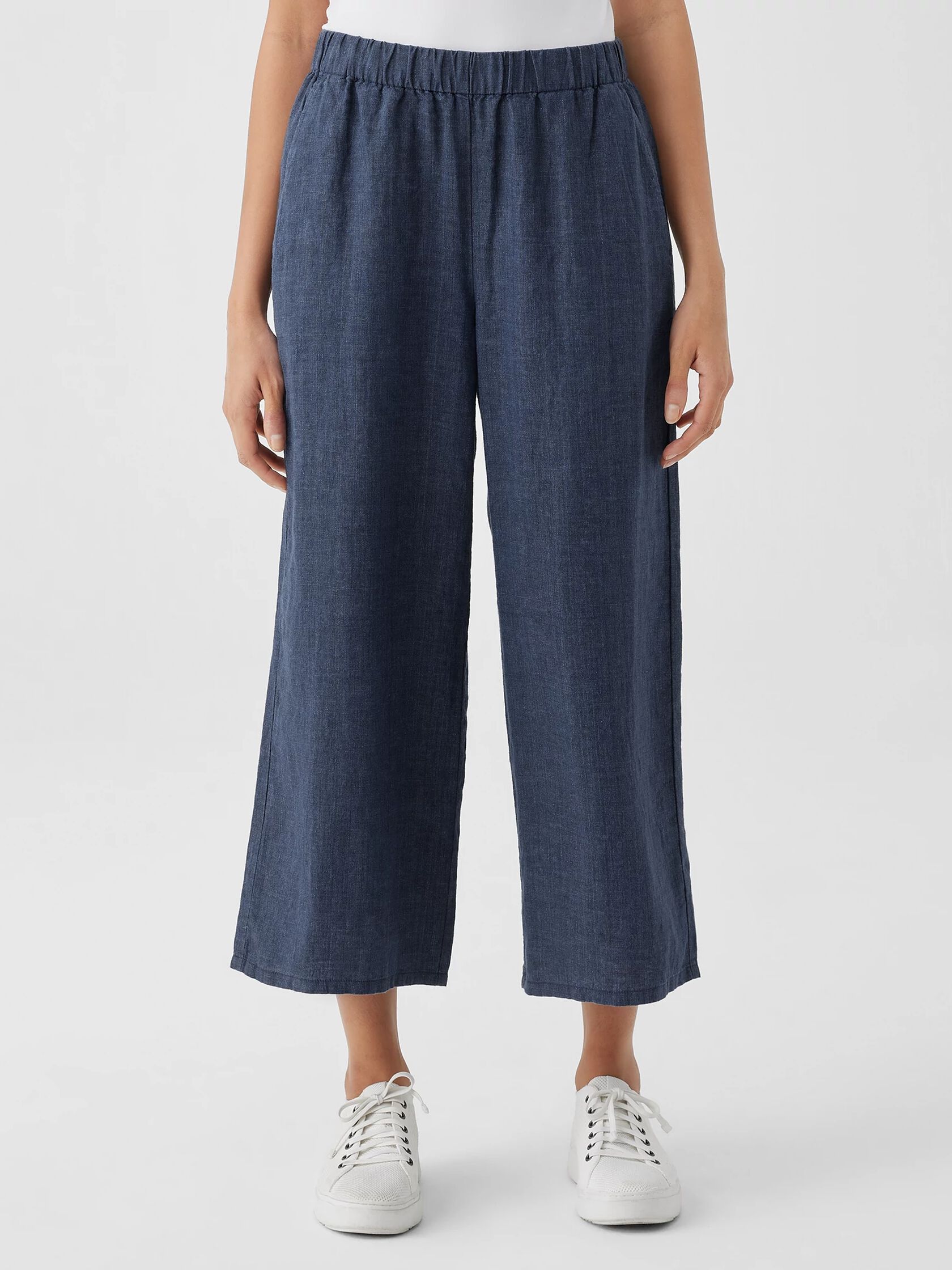 Washed Organic Linen Délavé Wide-Leg Pant