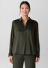 Stretch Silk Charmeuse Classic Collar Shirt