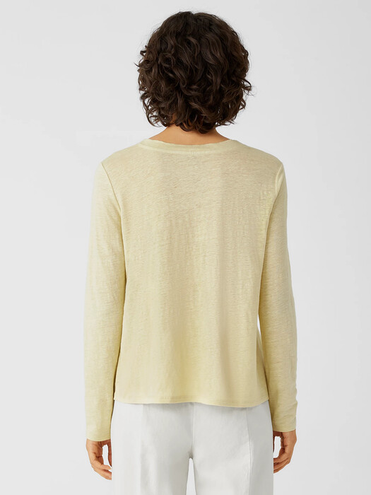 Organic Linen Jersey Crew Neck Top