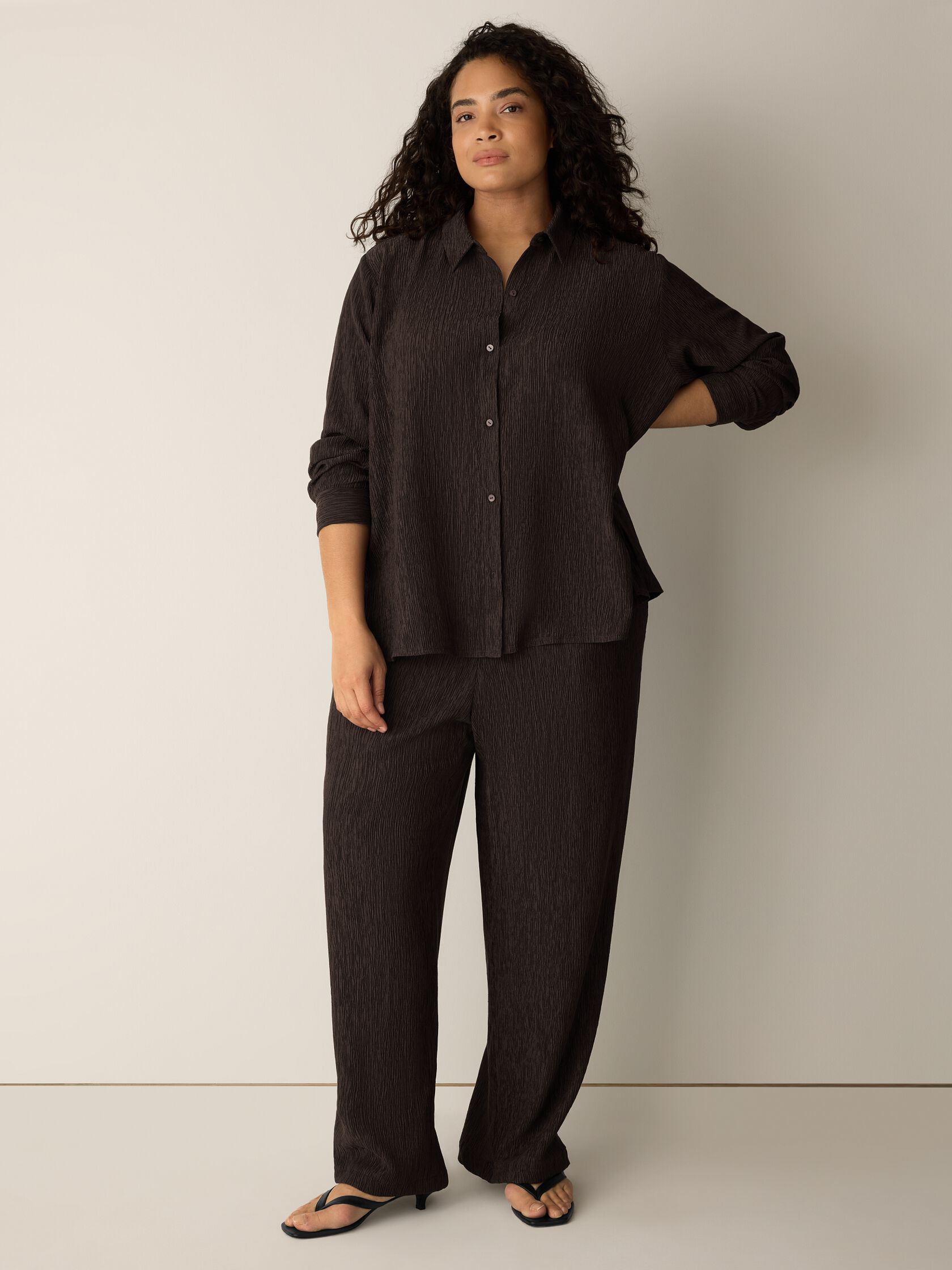 Woven Pliss&eacute; Classic Collar Shirt