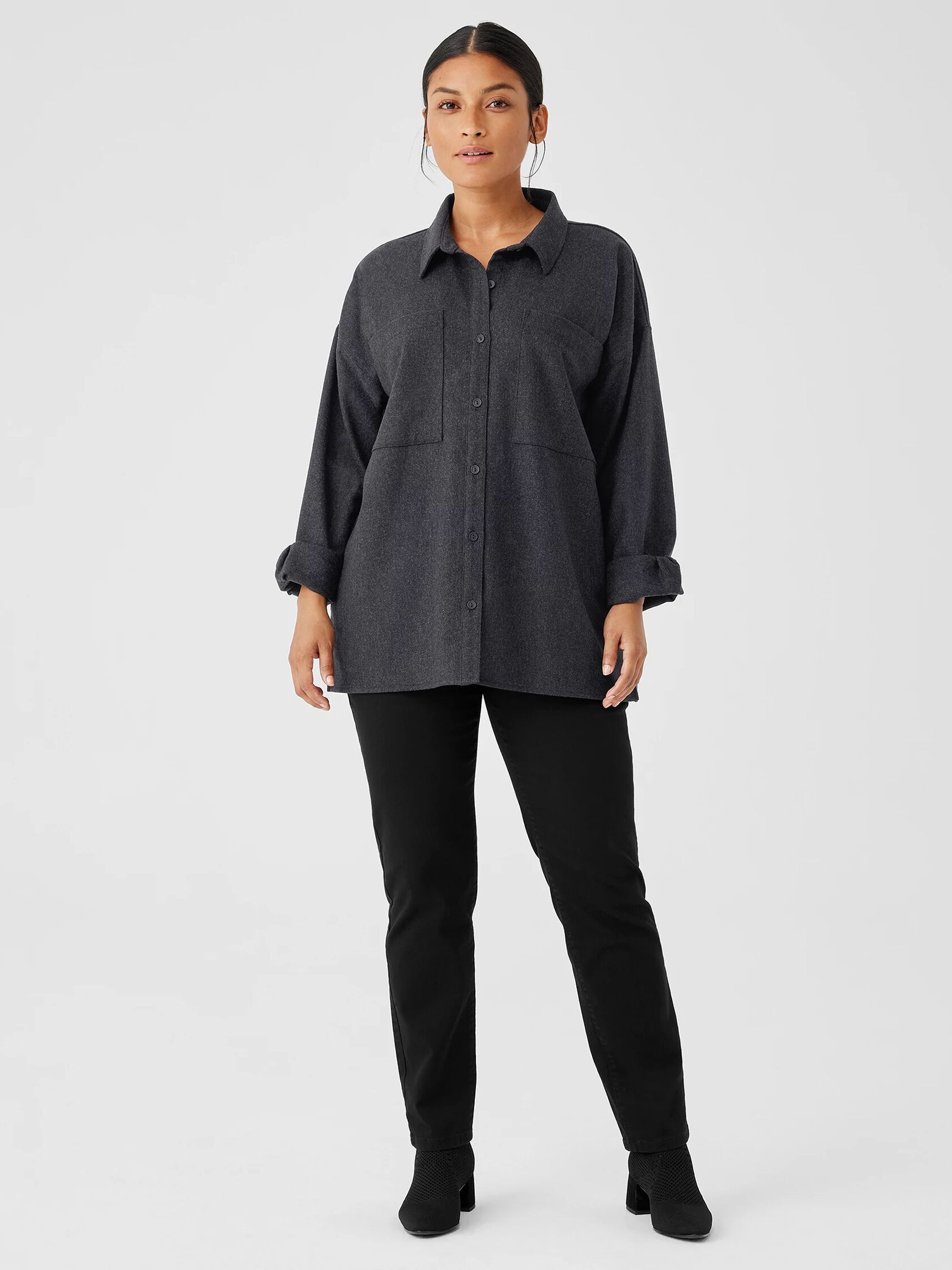 Soft Wool Flannel Classic Collar Shirt