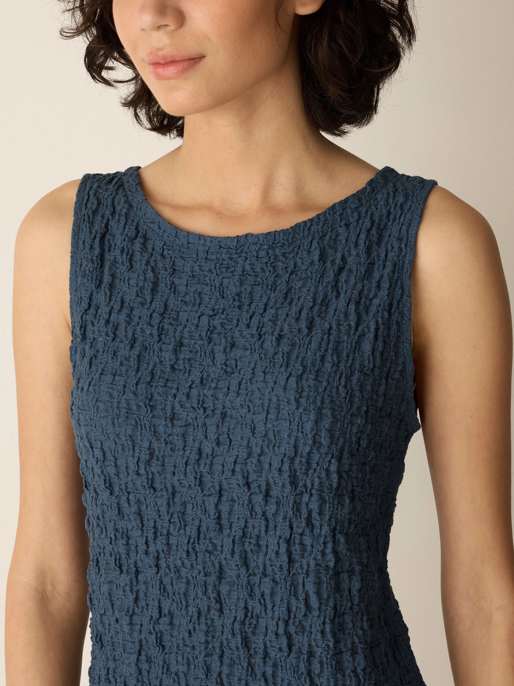 Bubble Jacquard Bateau Neck Dress