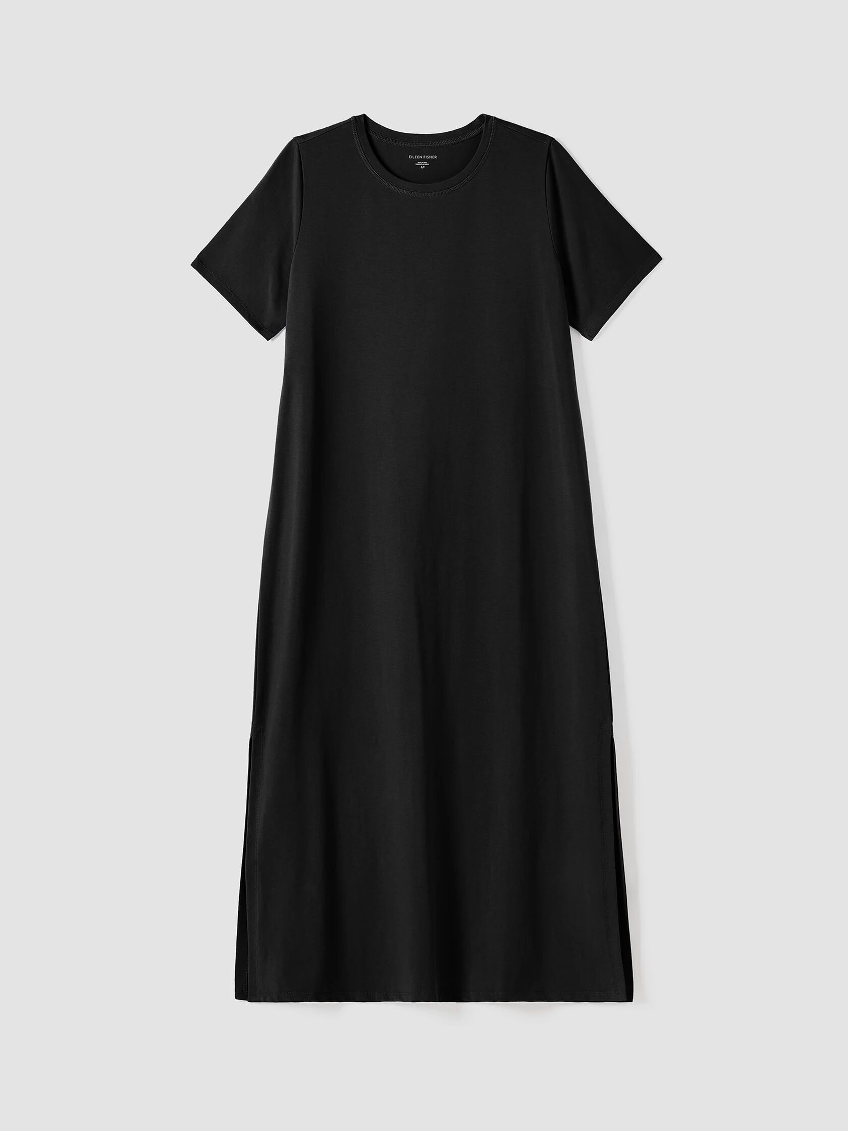 Pima Cotton Stretch Jersey Crew Neck Dress