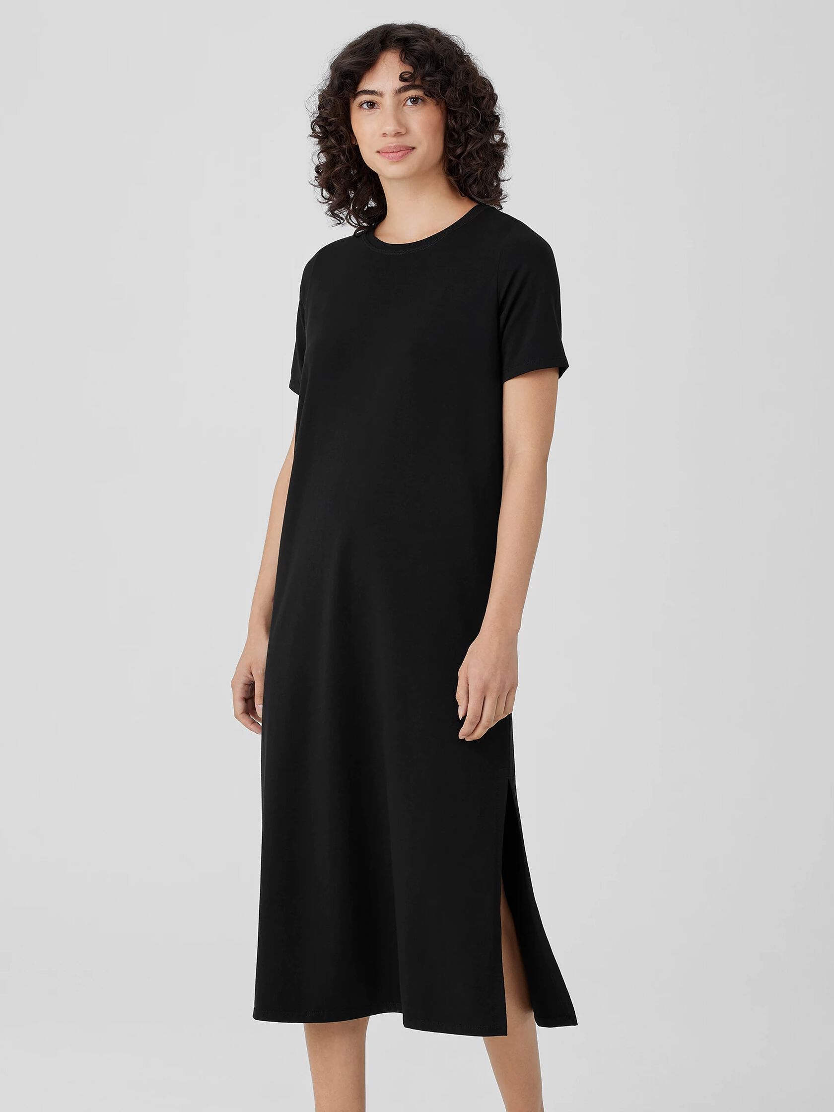 Pima Cotton Stretch Jersey Crew Neck Dress