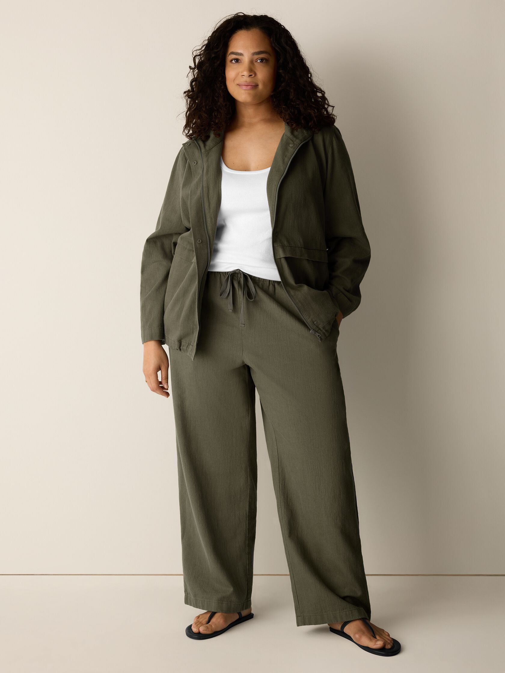 Slubby Organic Cotton Linen Full-Length Straight Pant
