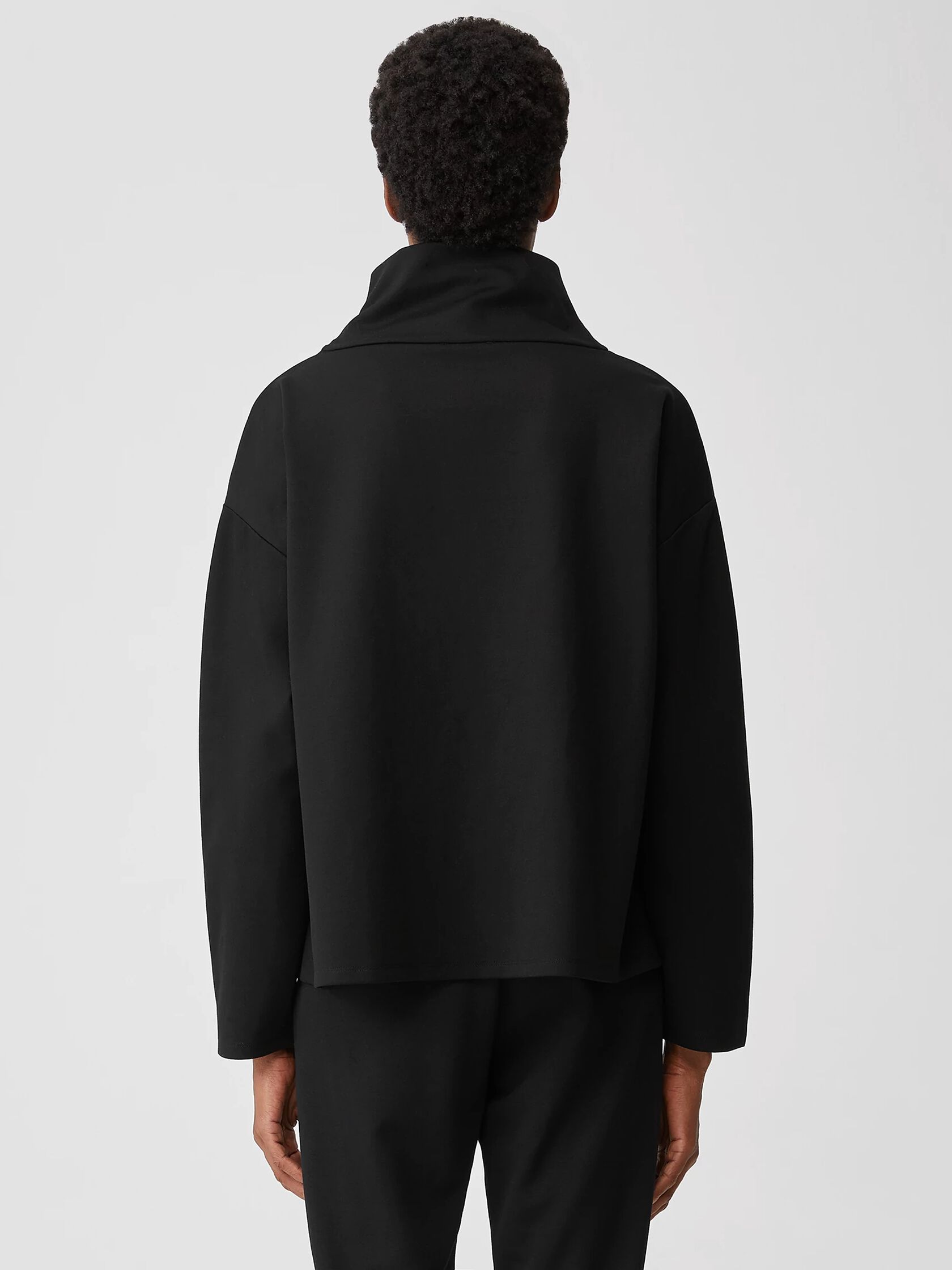 Washable Flex Ponte Funnel Neck Box-Top