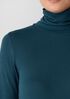 Sheer Cotton Blend Knit Turtleneck Top