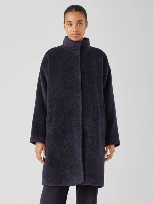 Sheared Suri Alpaca Stand Collar Coat