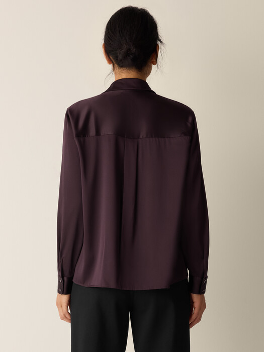 Stretch Silk Charmeuse Classic Collar Shirt