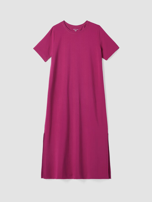 Pima Cotton Stretch Jersey Crew Neck Dress