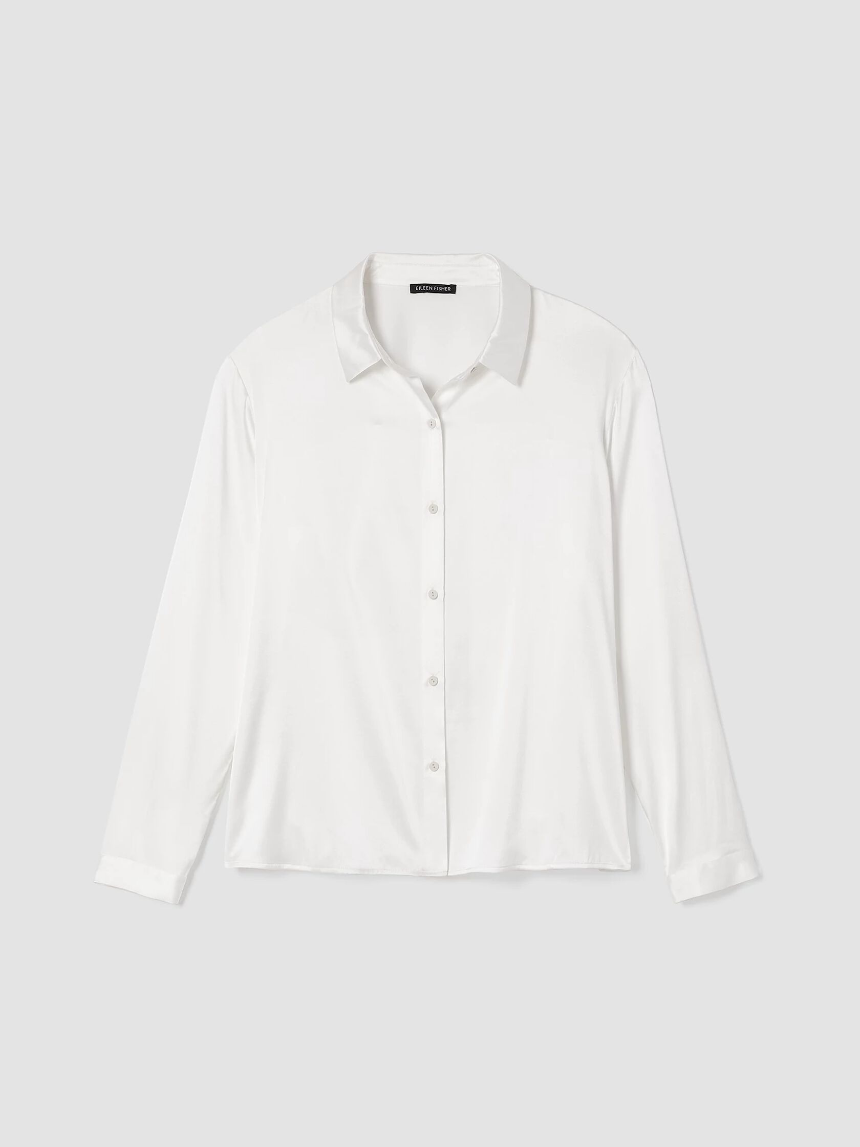 Stretch Silk Charmeuse Classic Collar Shirt