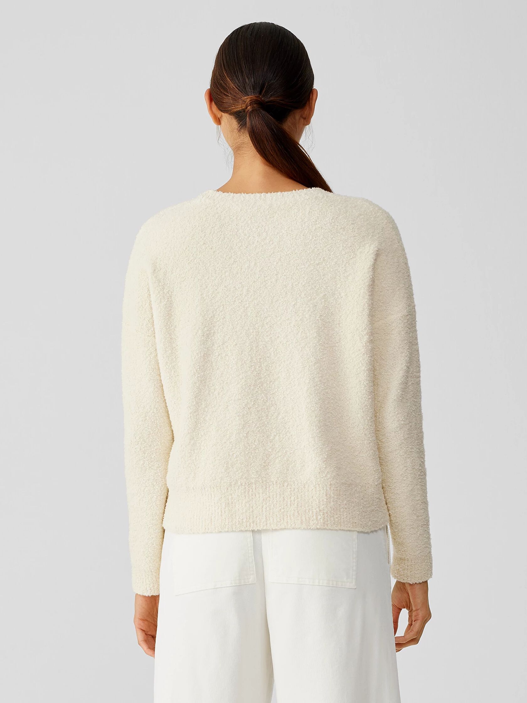 Cotton Boucle Crew Neck Box-Top