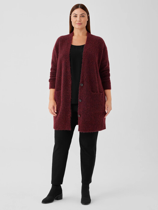 Mohair Plush Mélange V-Neck Cardigan