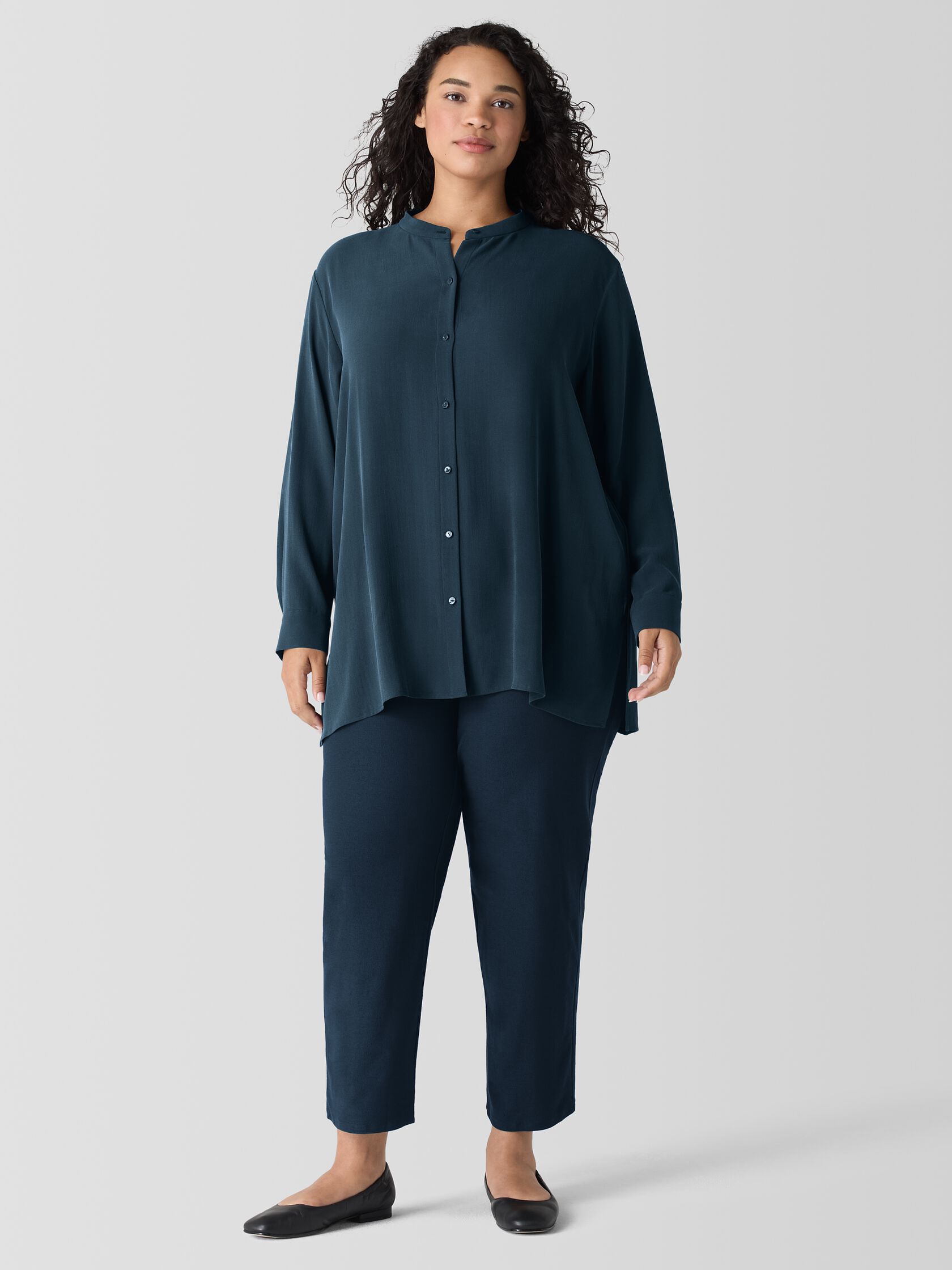 Washable Stretch Crepe Straight Pant