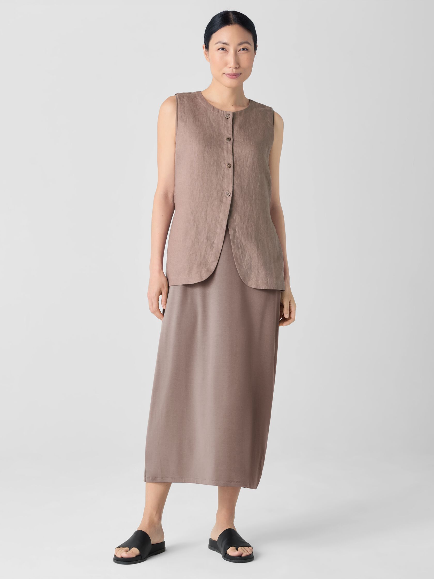 Stretch Jersey Knit Round Neck Dress