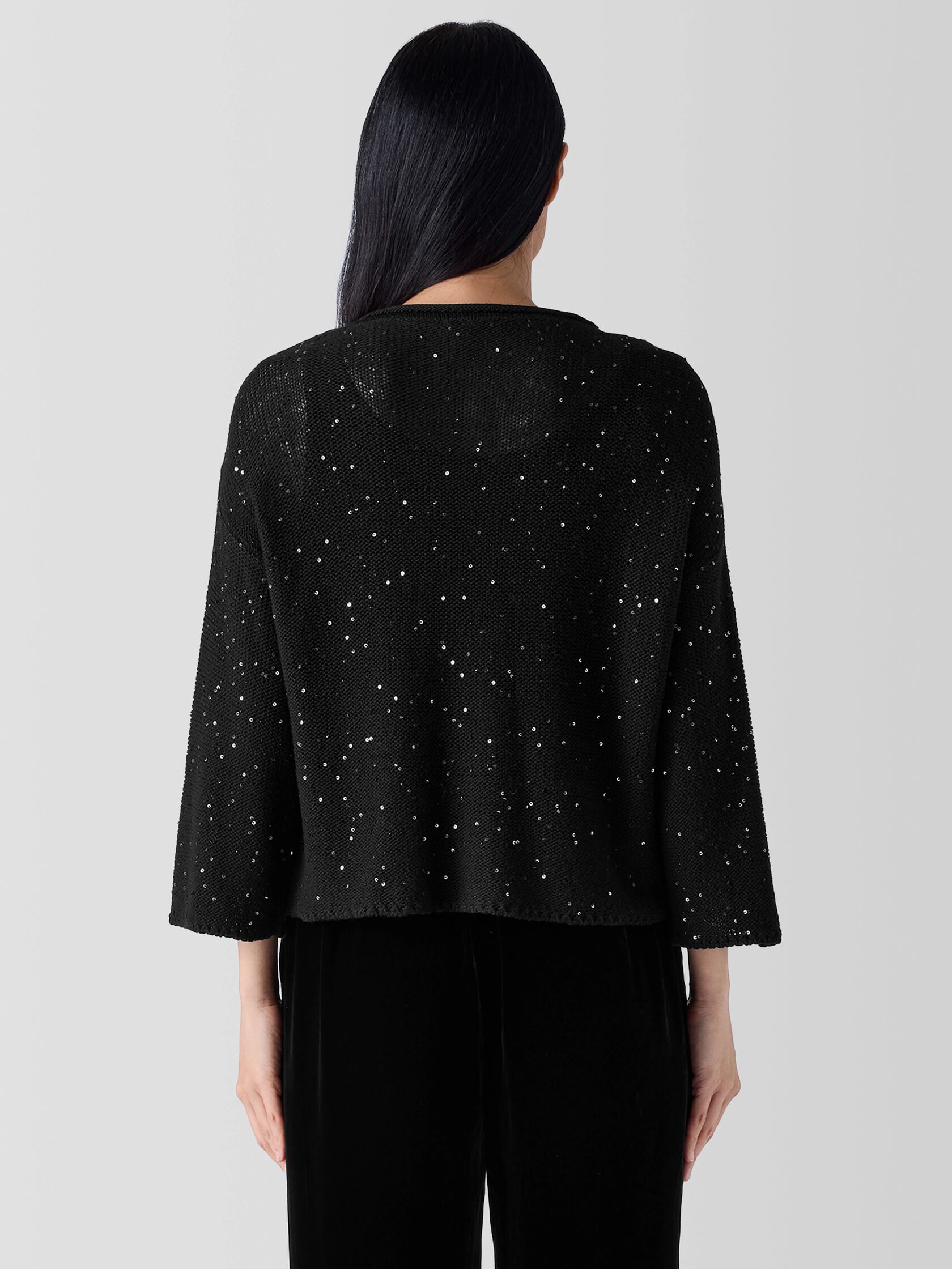 Merino Sequin Jewel Neck Top