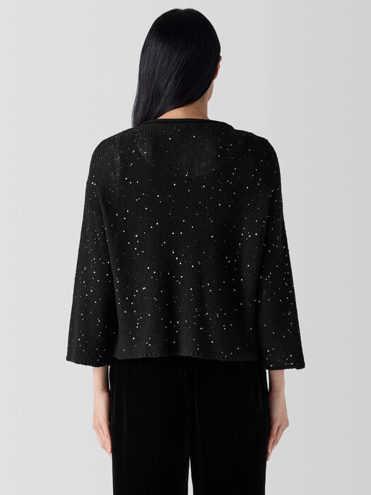 Merino Sequin Jewel Neck Top