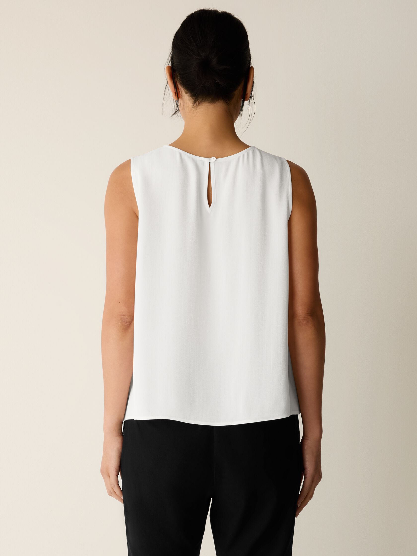 Silk Georgette Crepe Round Neck Tank