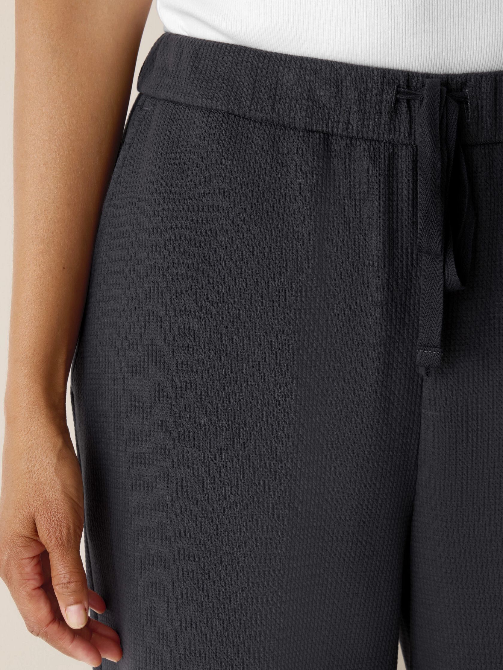 Waffle Cotton Blend Doubleknit Wide-Leg Pant