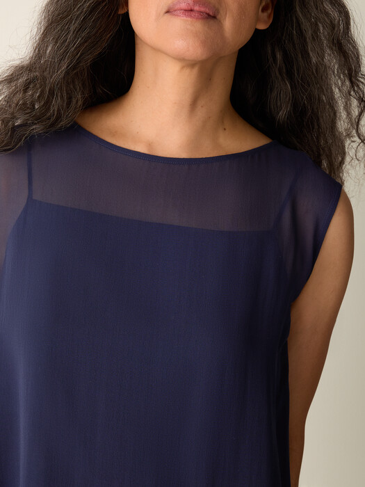 Eileen Fisher Women's Boat Neck Silk Dress - Blue - Size XL - Ink Eileen Fisher Women's Boat Neck Silk Dress - Blue - Size XL - Ink