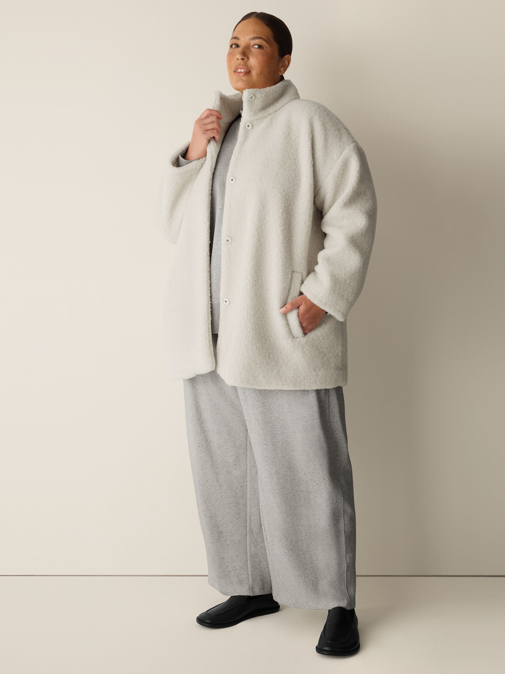 Wool Fluff Stand Collar Coat