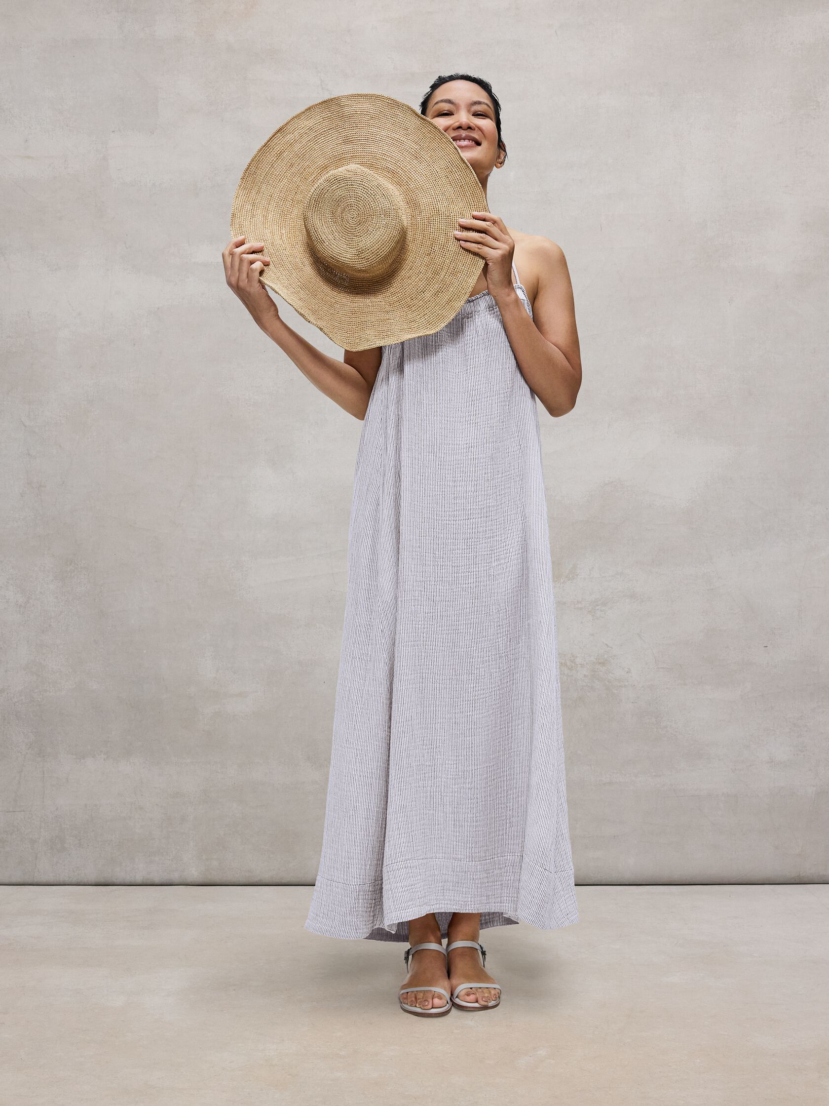 Striped Organic Cotton Gauze Cami Dress