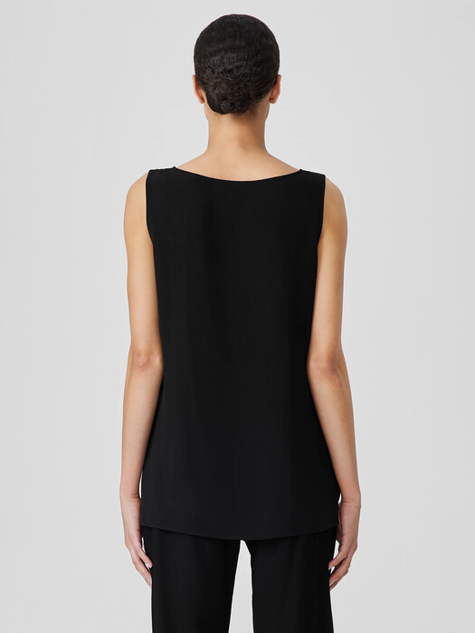 Silk Georgette Crepe Ballet Neck Long Tank