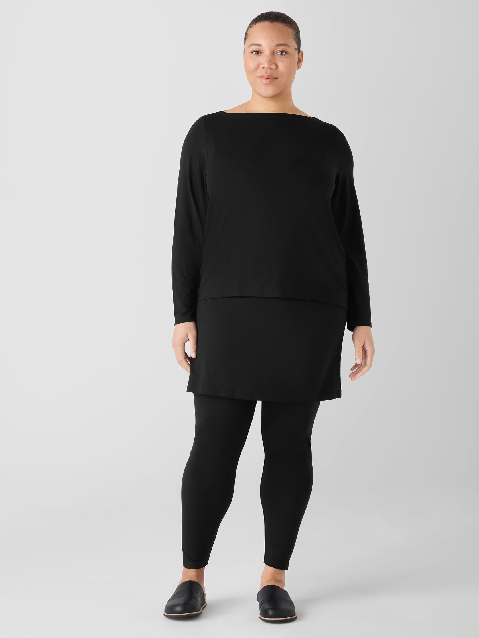 Fine Stretch Jersey Knit Bateau Neck Top