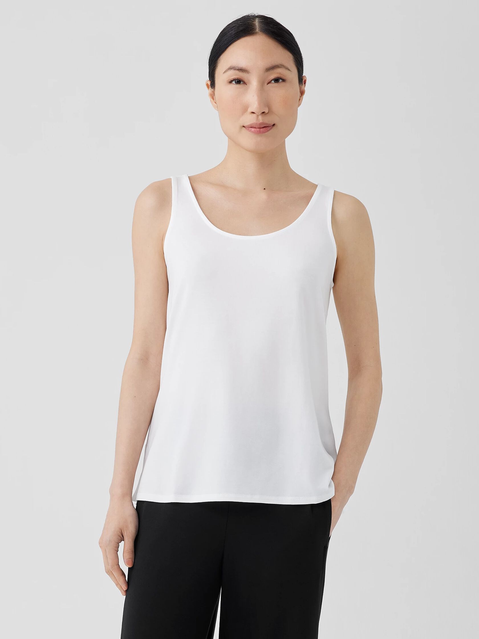 Stretch Jersey Knit Scoop Neck Tank