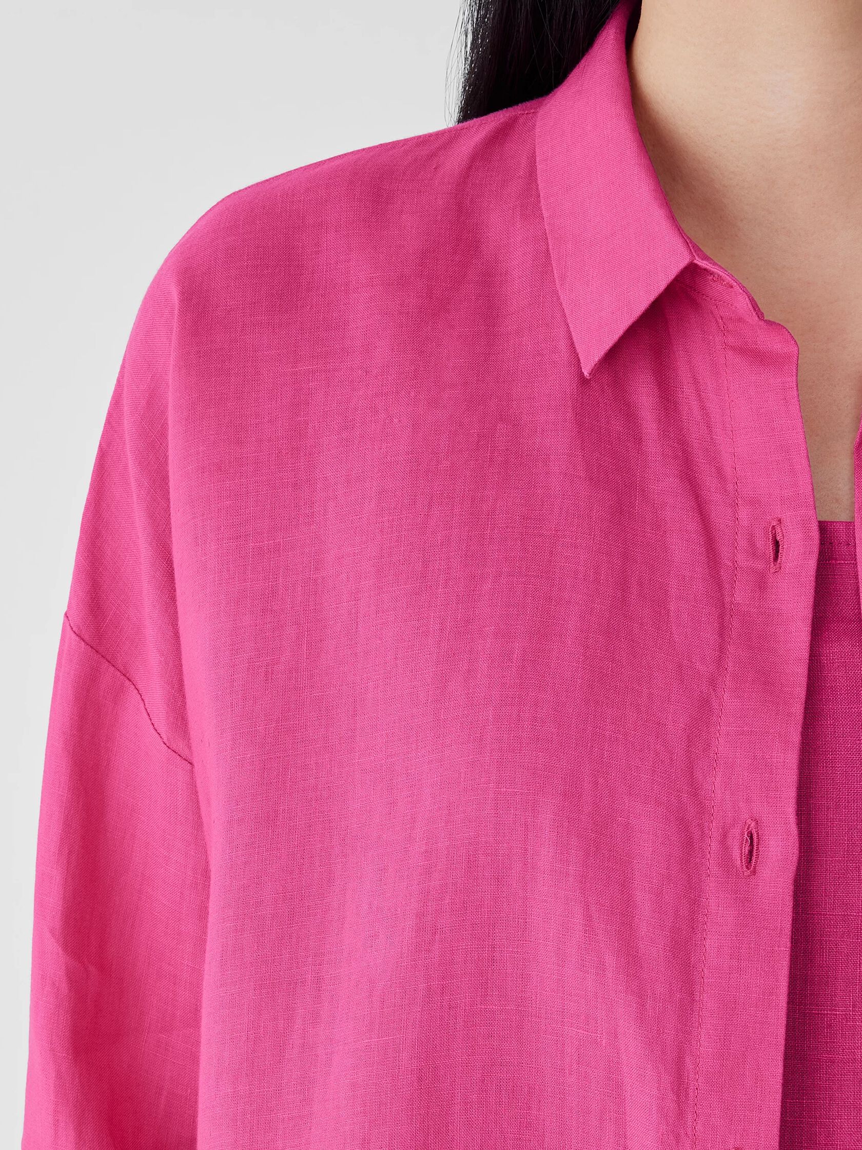 Organic Handkerchief Linen Classic Collar Long Shirt
