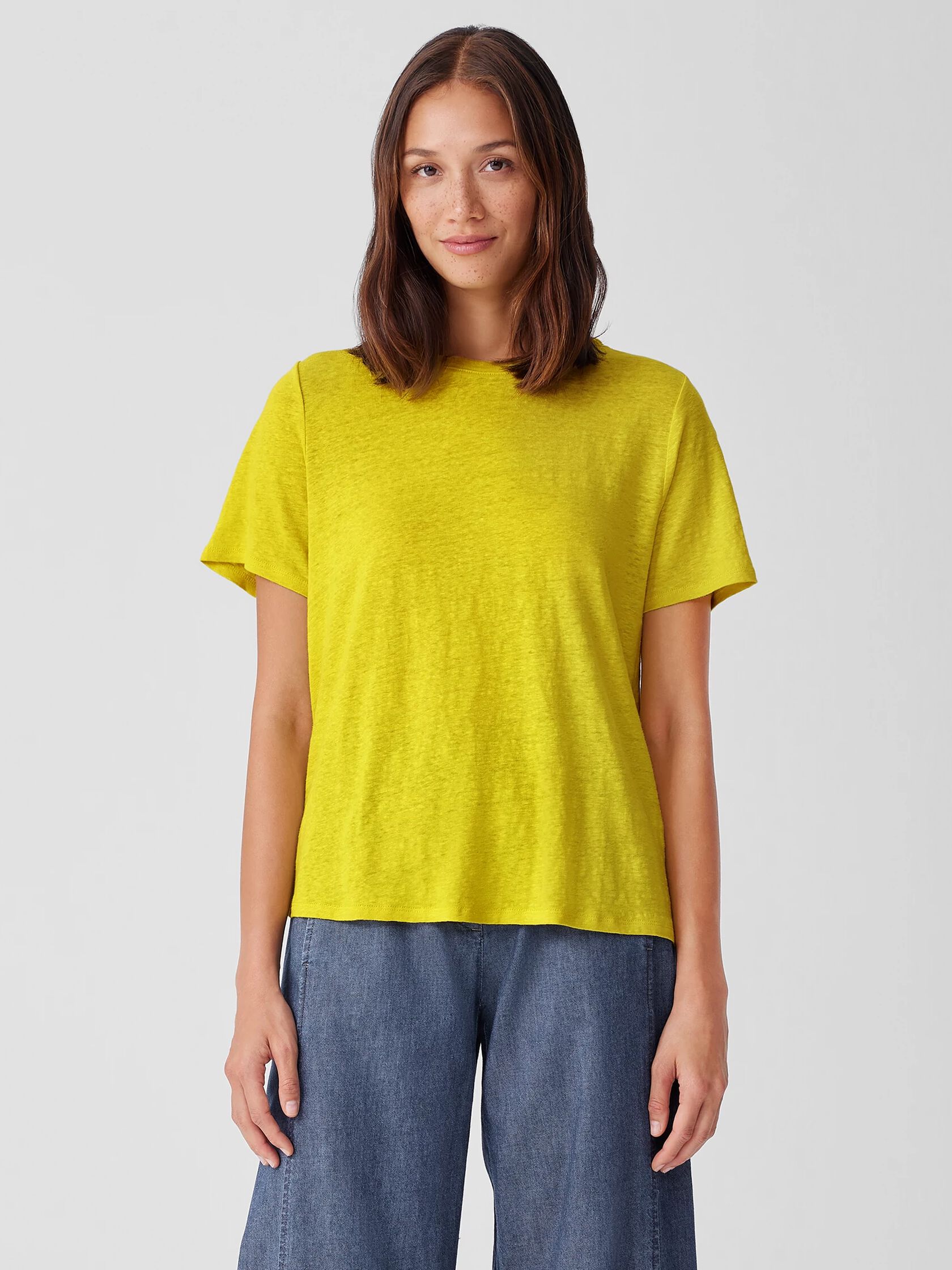 Organic Linen Jersey Crew Neck Tee | EILEEN FISHER