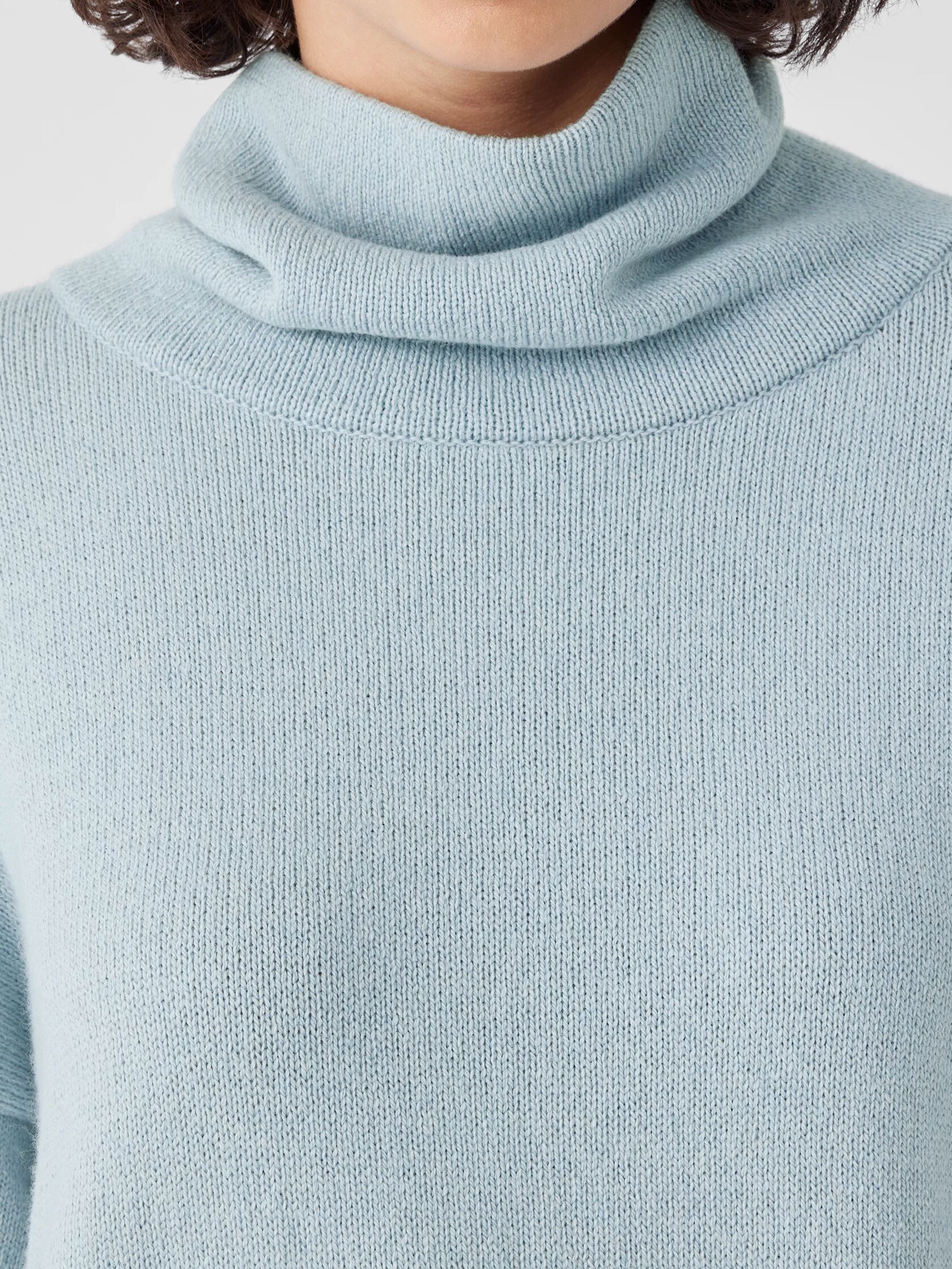 Cotton and Recycled Cashmere Turtleneck Long Top