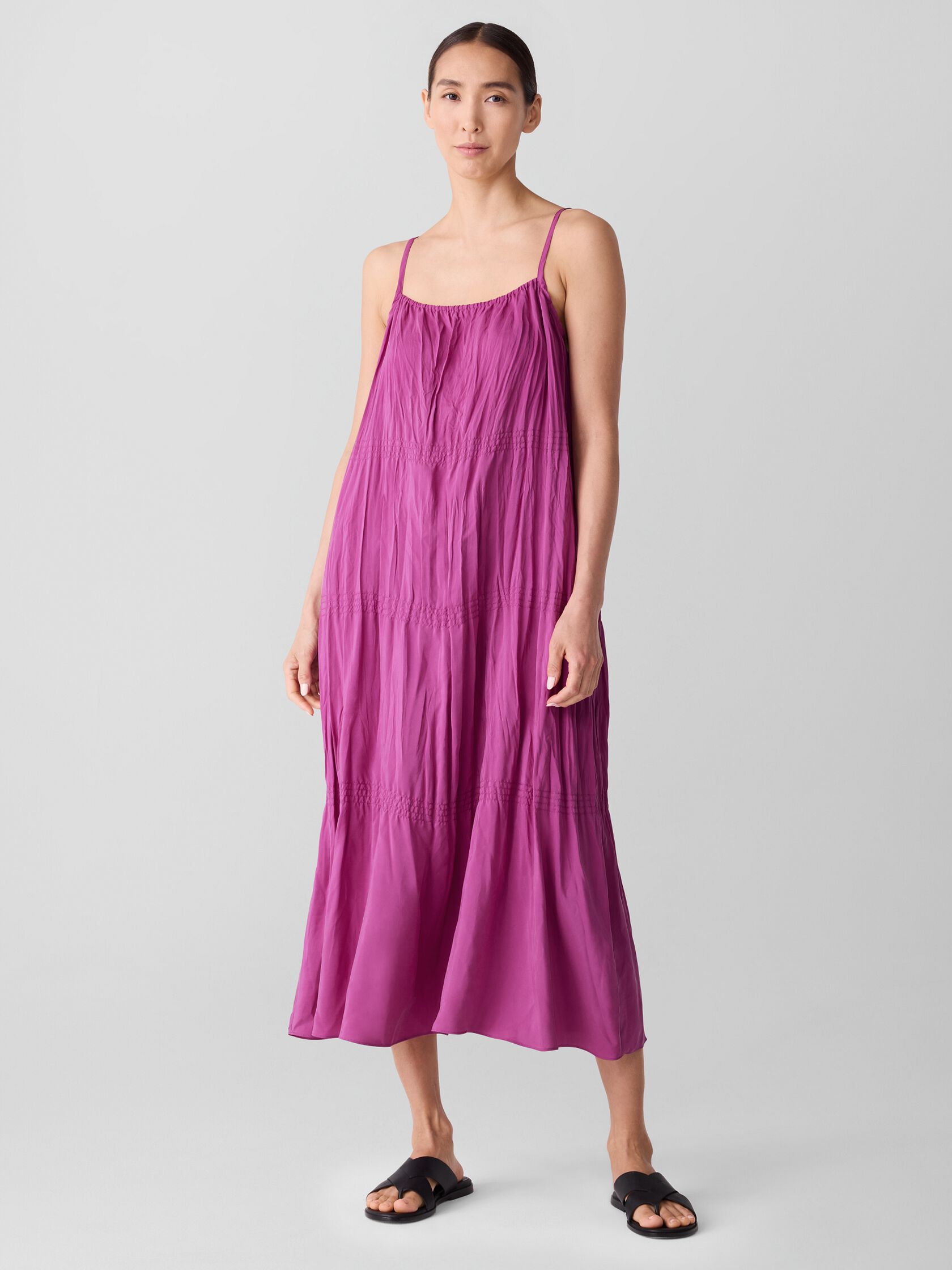 Washed Silk Smocked Cami Dress